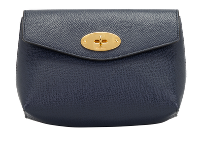 Mulberry Darley Cosmetic Pouch, &pound;175, Accessories, Navy, Leather, Front view